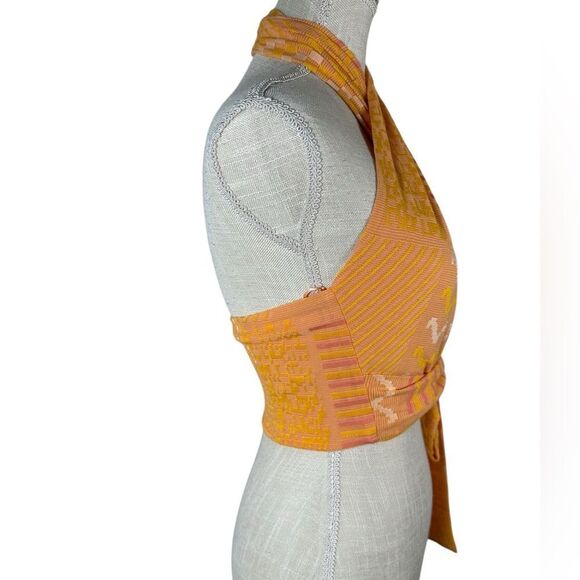 Eva Franco Anthropologie Citrus Orange Knit Summer Wrap Halter Top - Picture 8 of 9